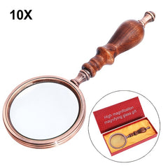 Vintage Magnifying Glass Wooden Handle Retro Handheld Magnifier