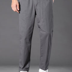 Men's Cotton Elastic Waist Casual Loose Straight Leg Pants