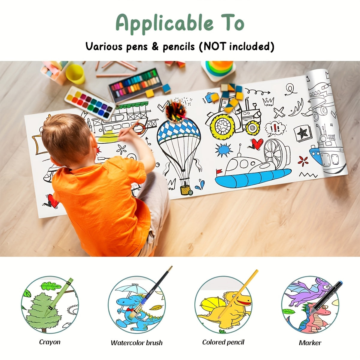 Creative Doodle and Painting Roll for Kids, 3m Expanded Doodle Paper