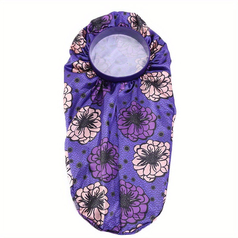 Boho Print Satin Sleep Cap Long Hair Silk Bonnet Elastic Band