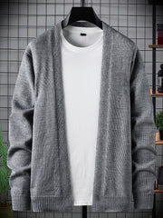 Men's Crew Neck Knit Cardigan Long Sleeve Sweater