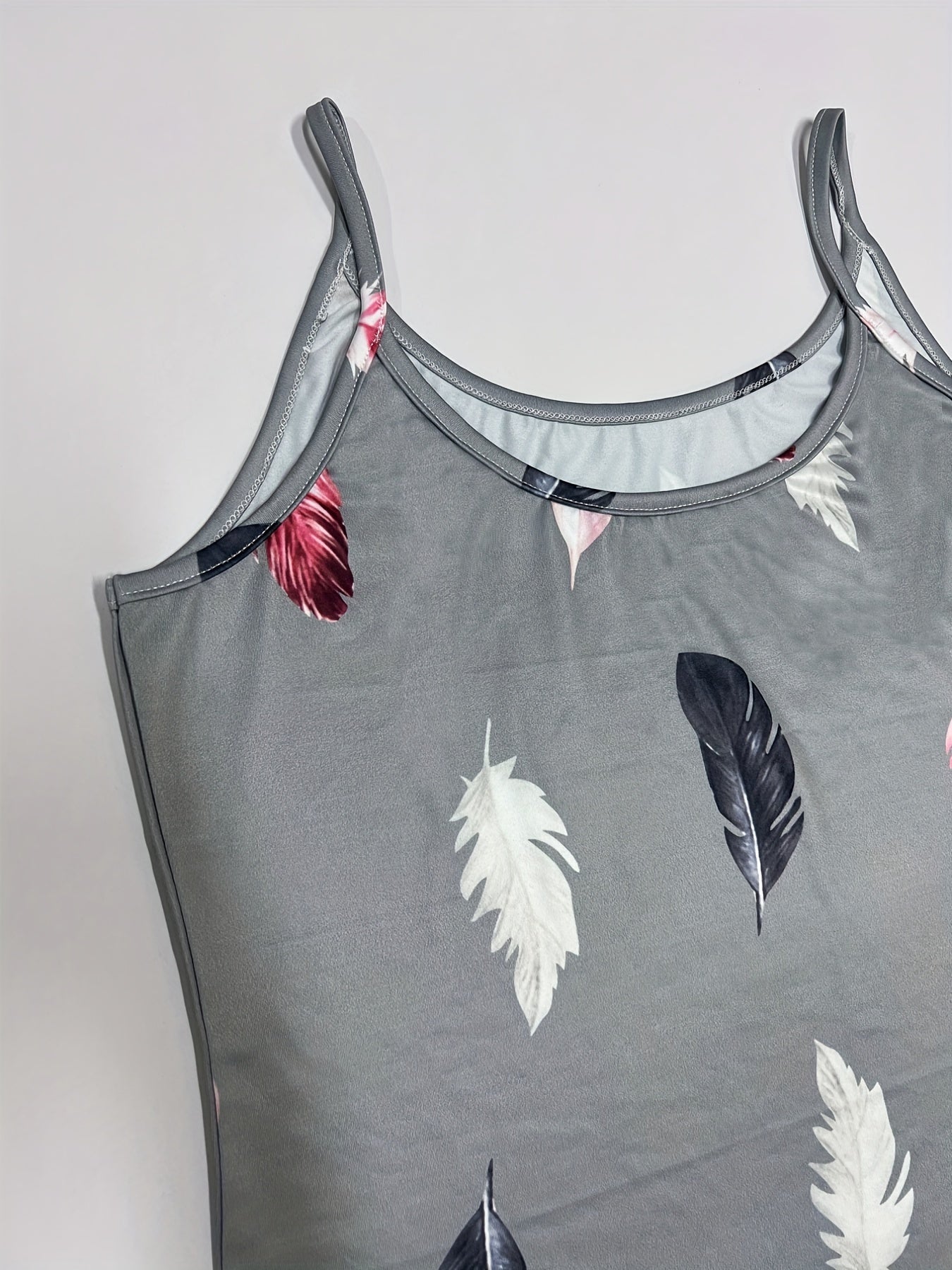 Feather Print Cami Dress Casual Sleeveless Summer Dress Women's Clothing
