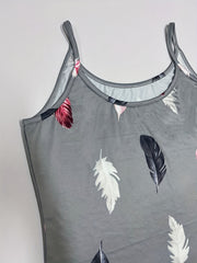 Feather Print Cami Dress Casual Sleeveless Summer Dress Women's Clothing