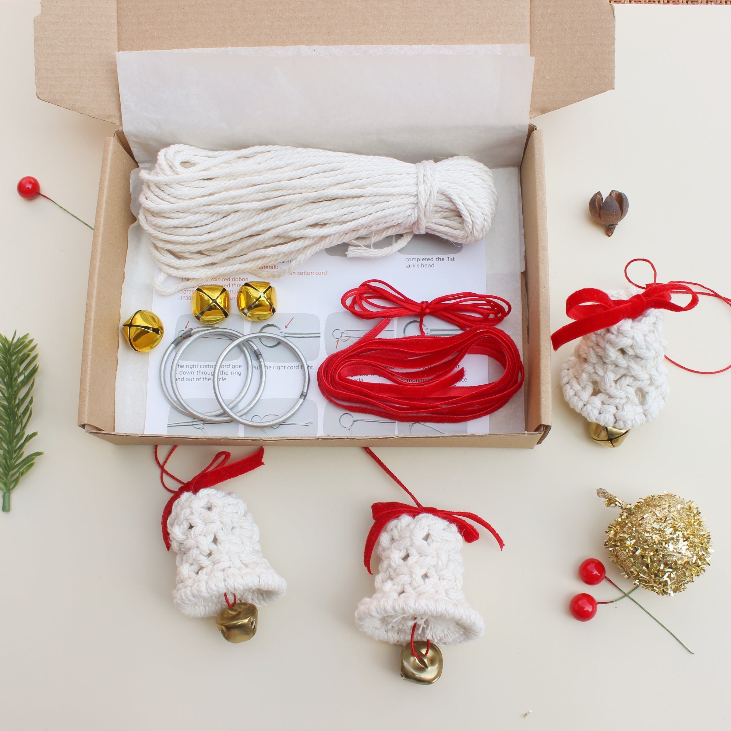 Macrame Jingle Bell DIY Kit - Perfect Christmas Gift