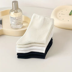 3 Pairs Solid Socks Comfy & Breathable All match Socks Women's Stockings