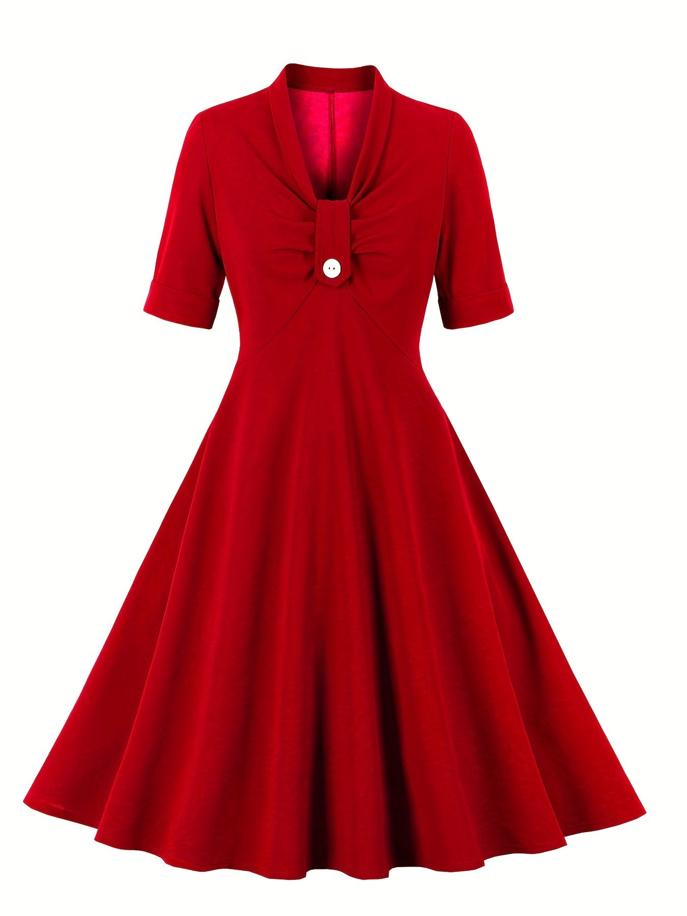 V Neck Bow Front Dress Slim Casual Bridesmaid Dress Spring & Fall