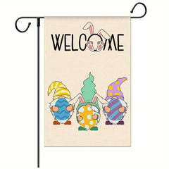 Easter Garden Flag Gnomes Bunny Eggs Double Sided Outdoors Decoration 30x45 cm