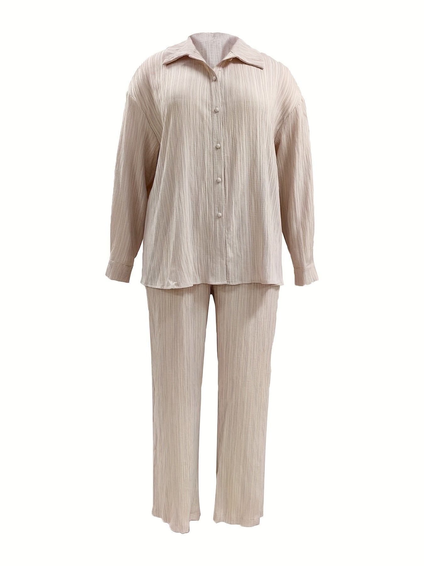Casual 2 Piece Set Solid Blouse & Wide Leg Pants
