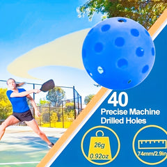 6pcs 40 Holes Outdoor Pickleball Ball Set 74mm High Elasticity Stable