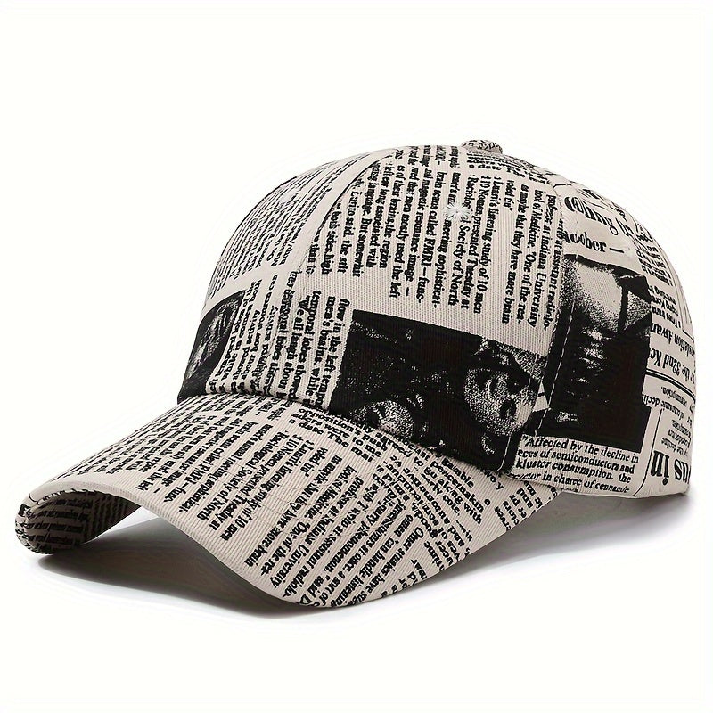 Newspaper Printed Baseball Cap Vintage Hat