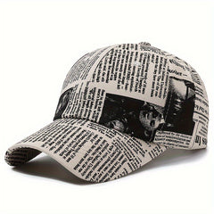Newspaper Printed Baseball Cap Vintage Hat