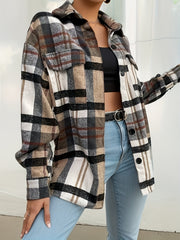 Plaid Print Long Sleeve Button Up Shirt Top