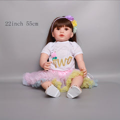 22 Inch 55 Cm Reborn Doll Lifelike Silicone Vinyl Dolls Girl Toy