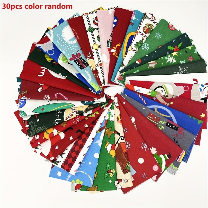 30pcs Christmas Series Patchwork Cloth Cotton Set for DIY Sewing Scrapbooking
