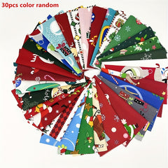 30pcs Christmas Patchwork Fabric Set, Printed Cotton for DIY Sewing Quilting