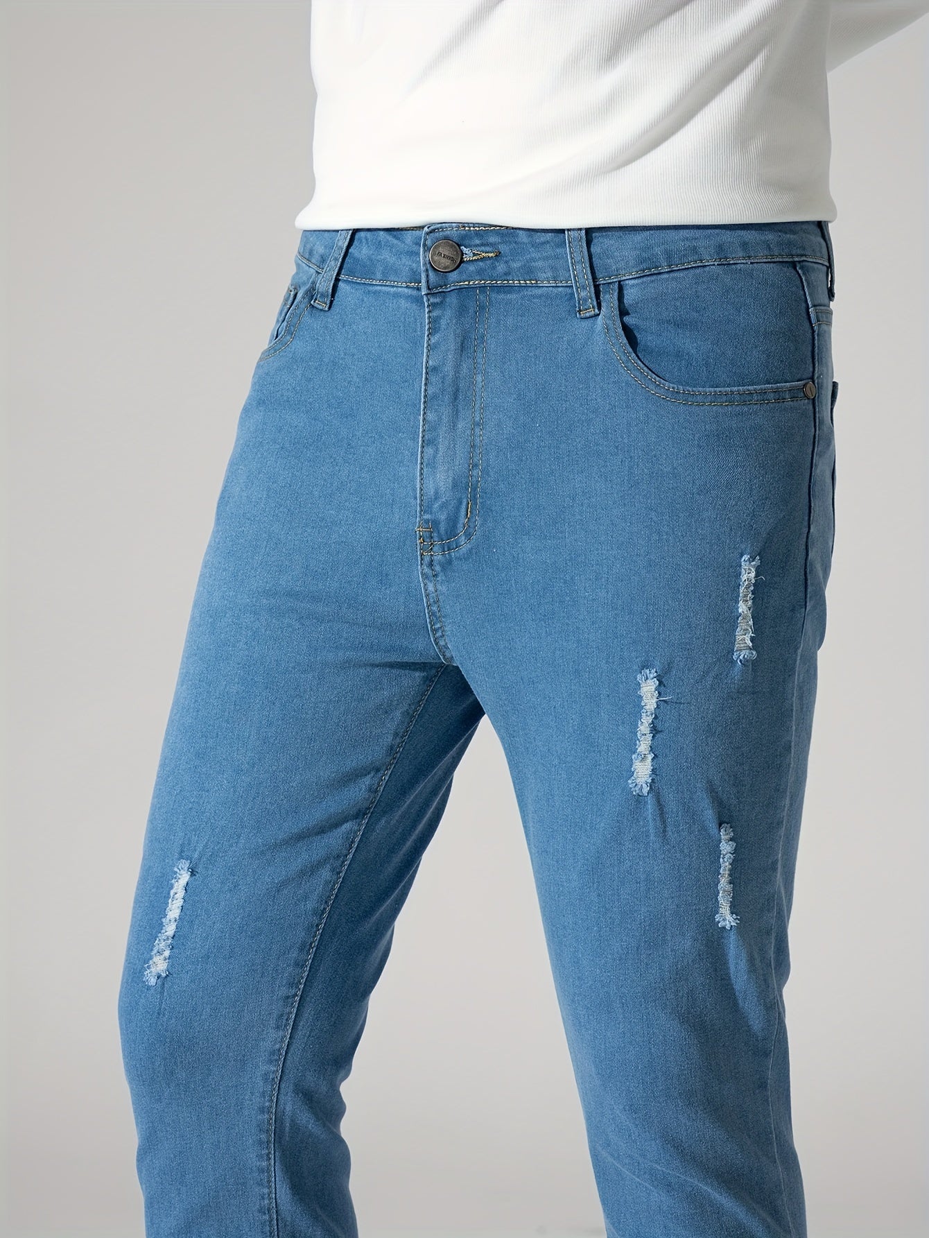Men's Distressed Slim Fit Ripped Jeans