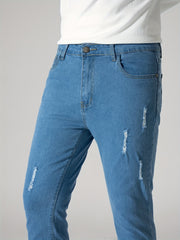 Men's Distressed Slim Fit Ripped Jeans