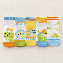 5Pairs Boys Dinosaur Pattern Ankle Socks Mesh Breathable Spring Autumn Summer