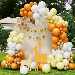125pcs Orange Balloon Garland Kit With Yellow And Golden For Birthday