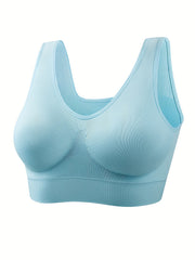 4 Pack Plus Size Sports Bra Set Solid Elastic Comfort Breathable Tank Bra
