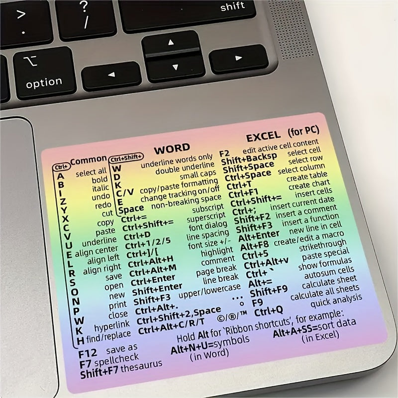 2 Sheets Windows Word Shortcut Key Sticker Set Laptop Reference Tips Sticker
