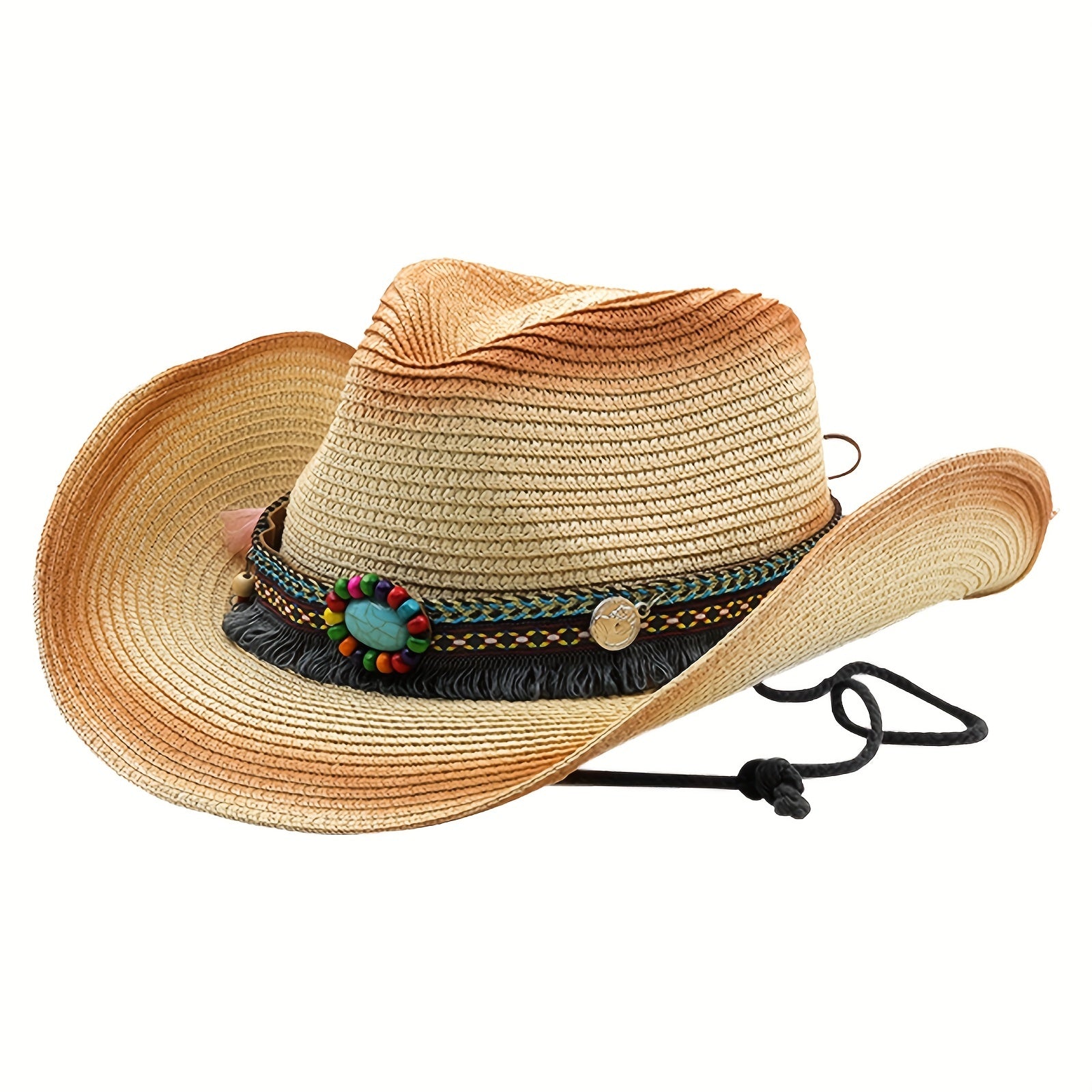 Vintage Straw Hat Sun Hat Western Cowboy Boho Style