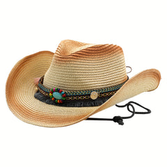 Vintage Straw Hat Sun Hat Western Cowboy Boho Style