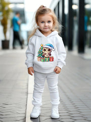 Girls Christmas Animal Pattern Sweatshirt Top Sweatpants Set