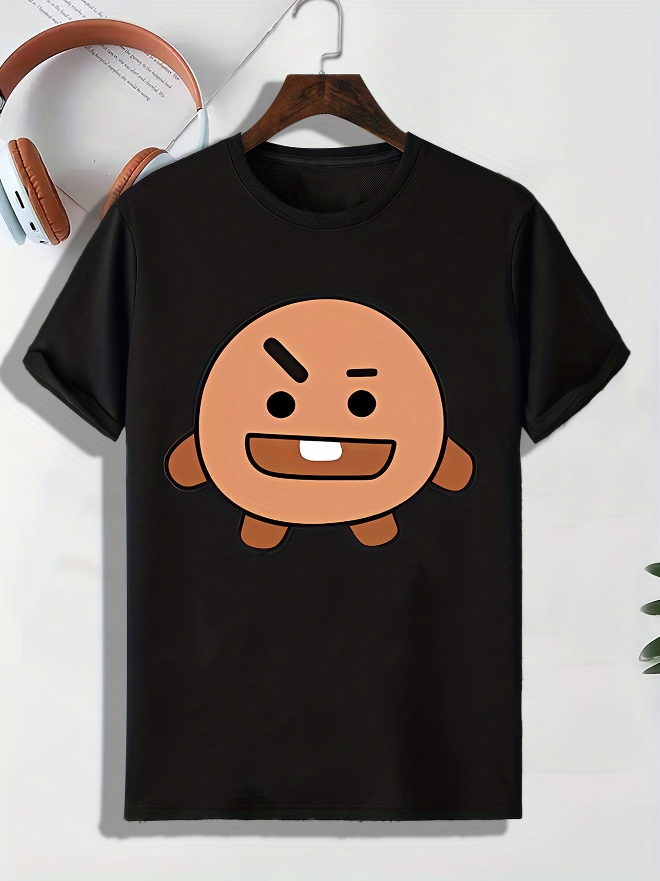 Men's Cartoon Portrait T-shirt Active Tee for Outdoor