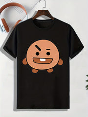 Men's Cartoon Portrait T-shirt Active Tee for Outdoor