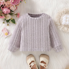 Baby Girls Casual Knit Bottoming Shirt Kids Pullover