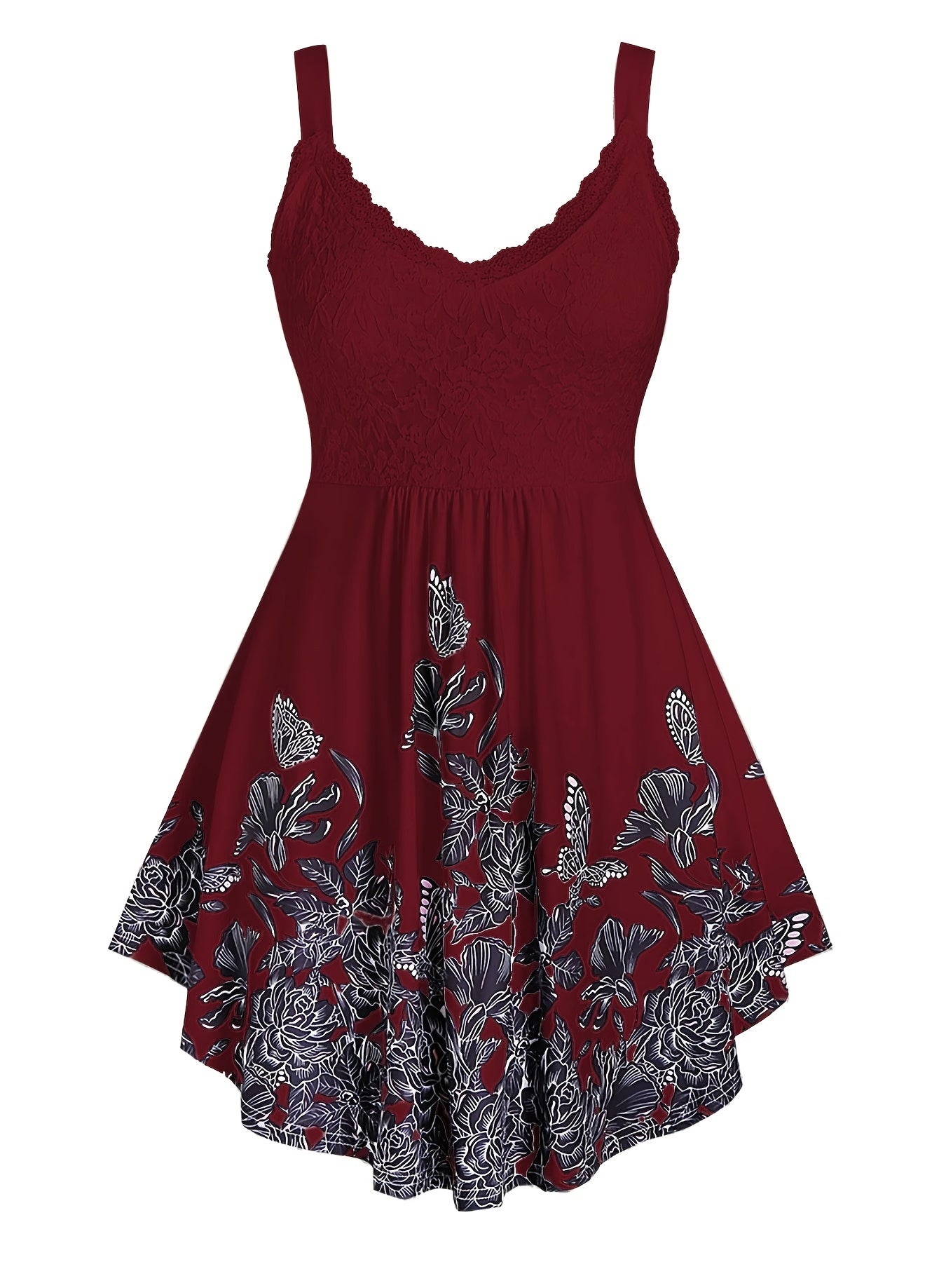 Y2K Floral Lace A Line Dress Strapless Casual Women's Clothing