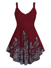 Y2K Floral Lace A Line Dress Strapless Casual Women's Clothing
