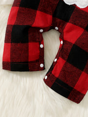 Christmas Santa Claus Plaid Suspender Jumpsuit Baby Boys Set