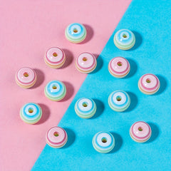 50pcs Rainbow Striped Round Beads for DIY Jewelry Making