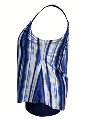 Modest Tankini Set Tie Dye Striped Top & Short