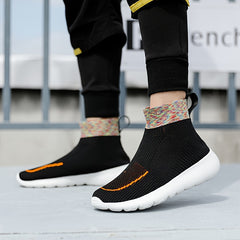 Men's Woven Knit Breathable Sneakers Non Slip Soft Sole Shoes