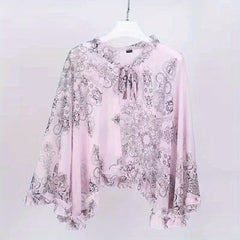 Vintage Flower Print Chiffon Shawl Breathable Sunscreen