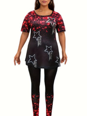 Glitter Star Print Tee & Leggings Lounge Set