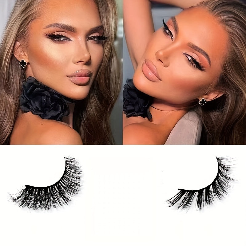 Wispy False Eyelashes Natural Look Faux Mink Fluffy Cat Eye Lashes 3D 15mm
