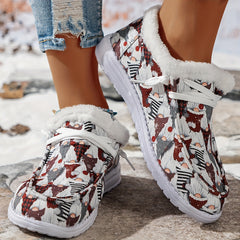 Christmas Elements Pattern Warm Flat Shoes Non slip Snow Sneakers