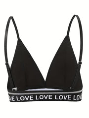Sexy Bra Women's Plus Letter Tape Deep V Neck Stretch Lingerie Bra