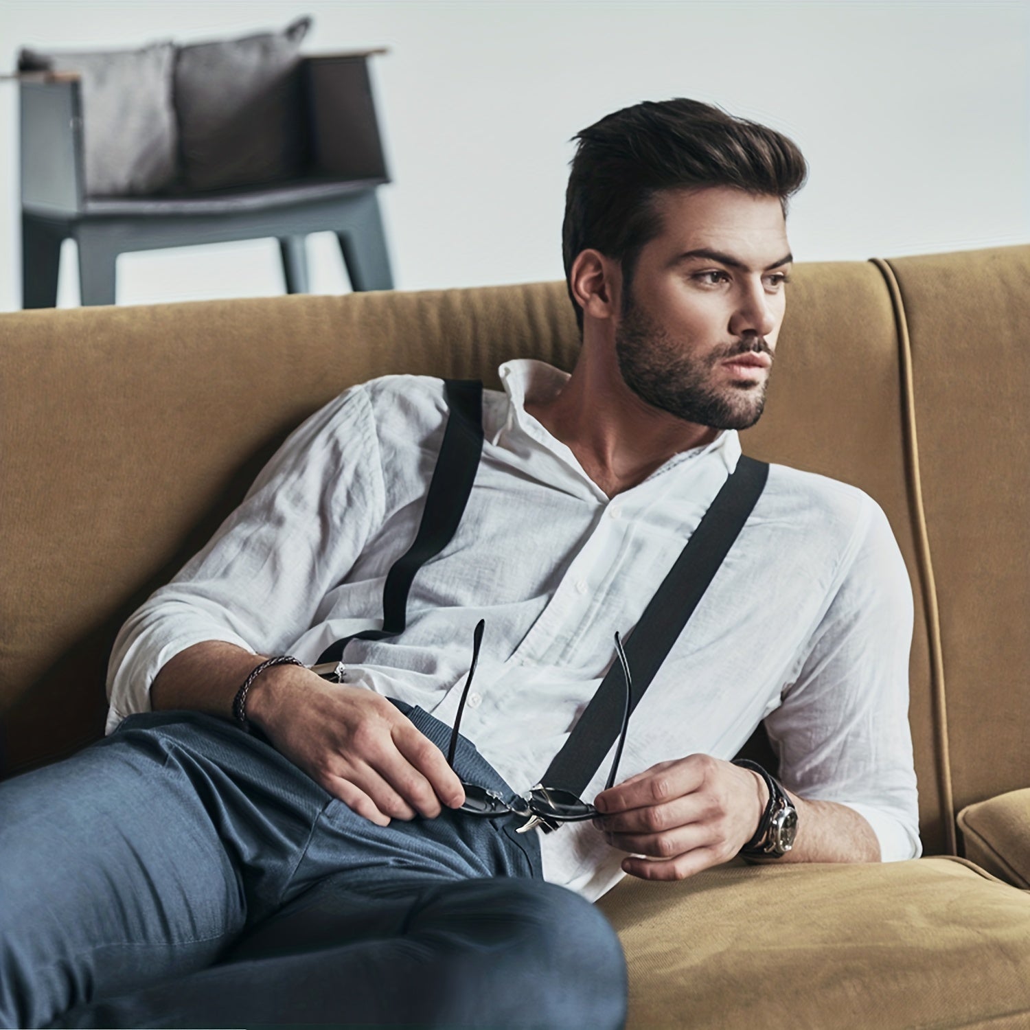 Men's Elastic Adjustable Suspenders With Hooks