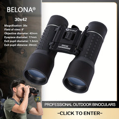 BELONA 30x42 Rubber Metal Body Portable Telescope Binoculars HD Lll Night Vision