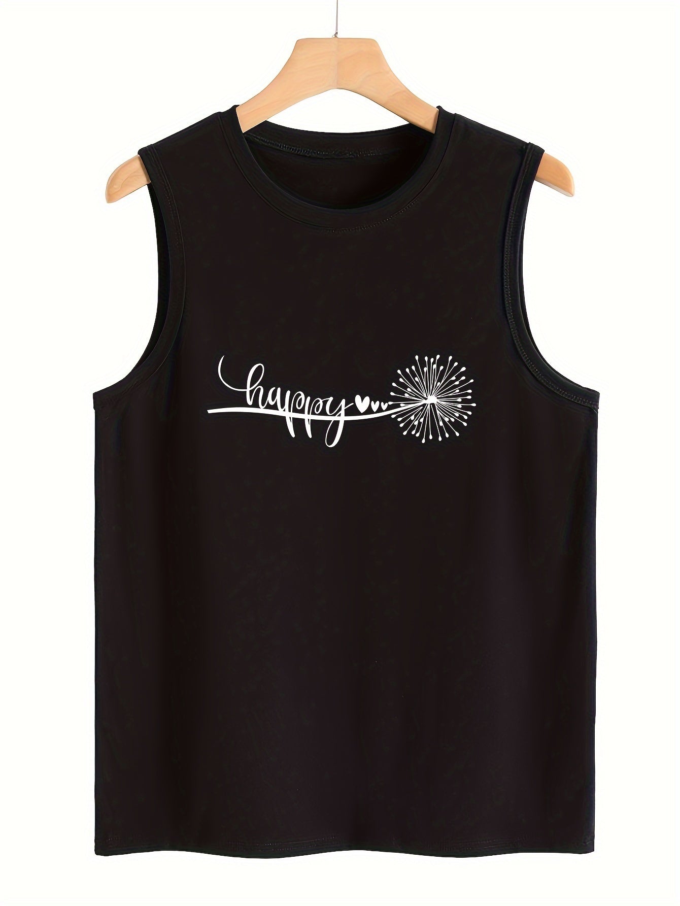Dandelion & Happy Letter Pattern Sports Vest Sleeveless Top