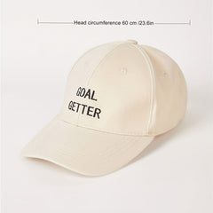 Goal Getter Embroidery Baseball Cap Beige Unisex Sun Hats Lightweight