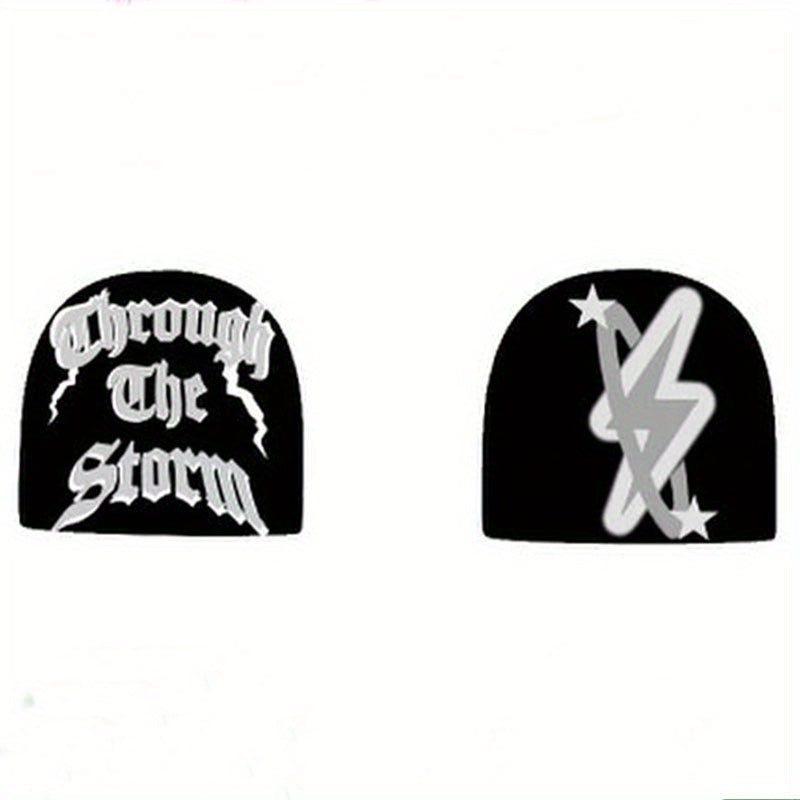 Y2K Beanie Cap Hats Knitted Lightning Skull Hat Unisex Ski Hat