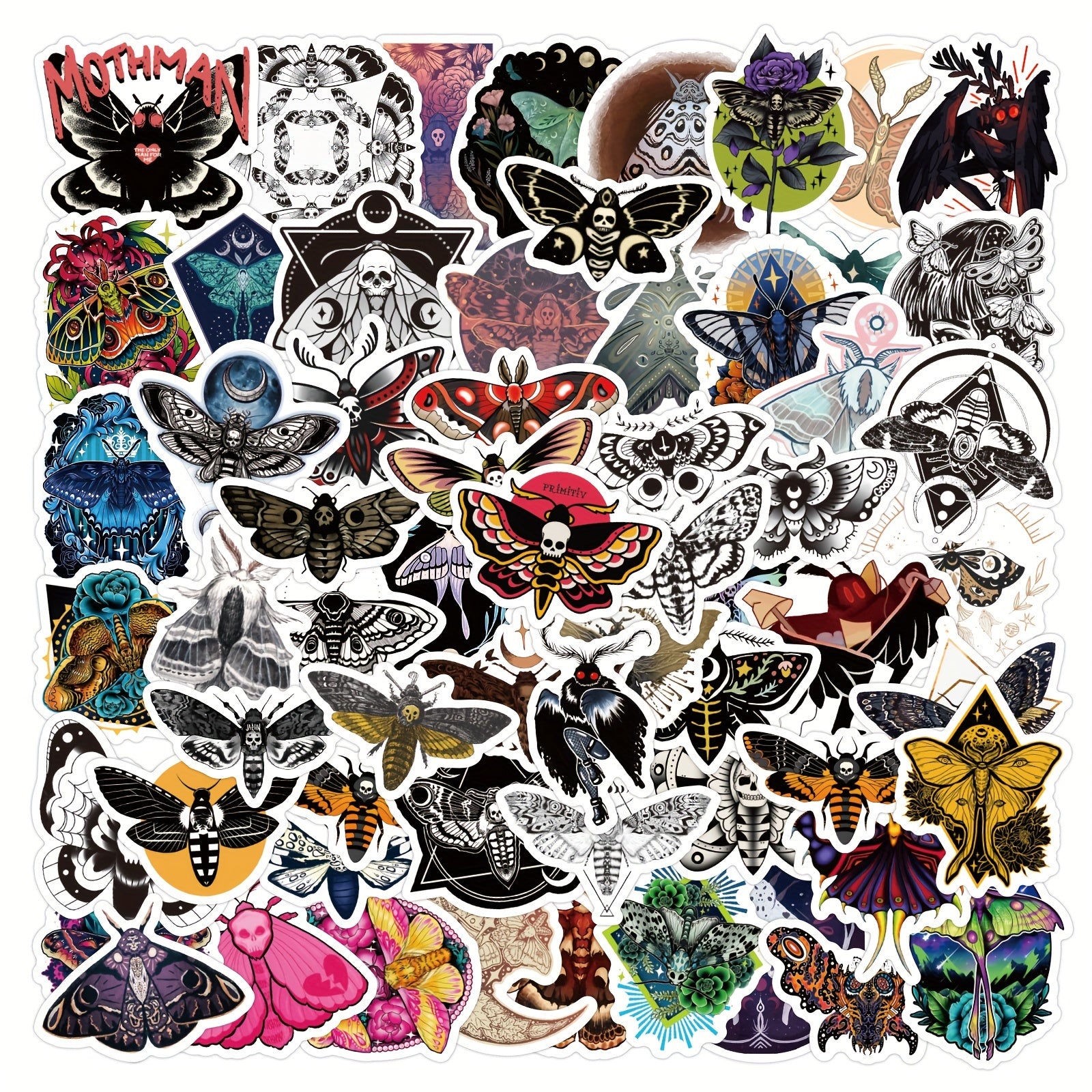 60pcs Ghost Moth Insect Stickers Waterproof Halloween Stickers