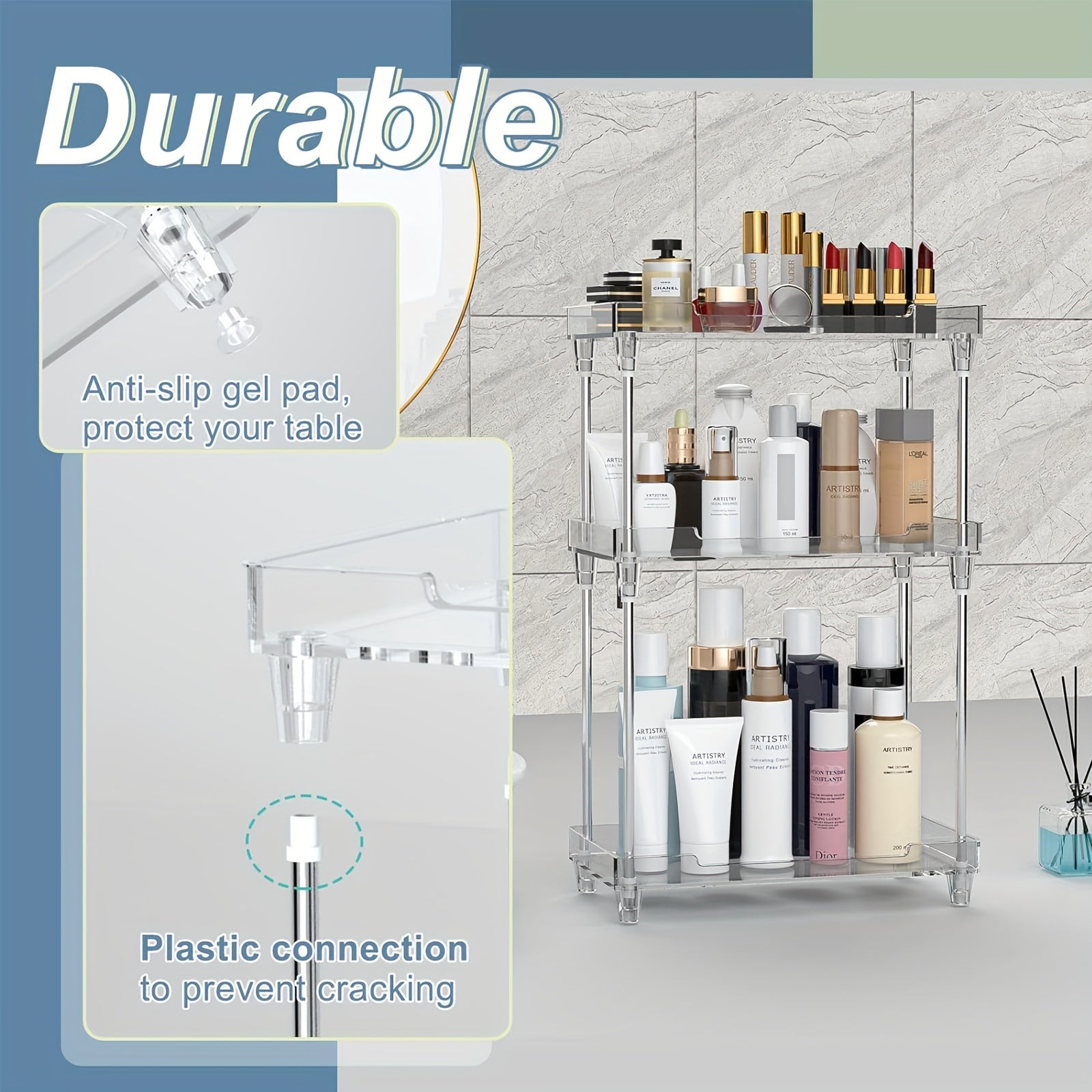 Bathroom Organizer Countertop Vanity Tray Corner Shelf for Makeup & Skincare