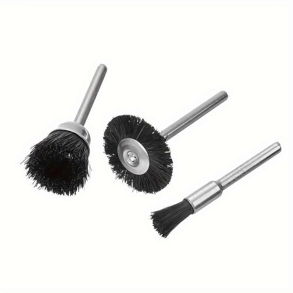 9pcs Soft Nylon Bristle Brushes Cleaning Set 3mm Shank Rotar Accessories